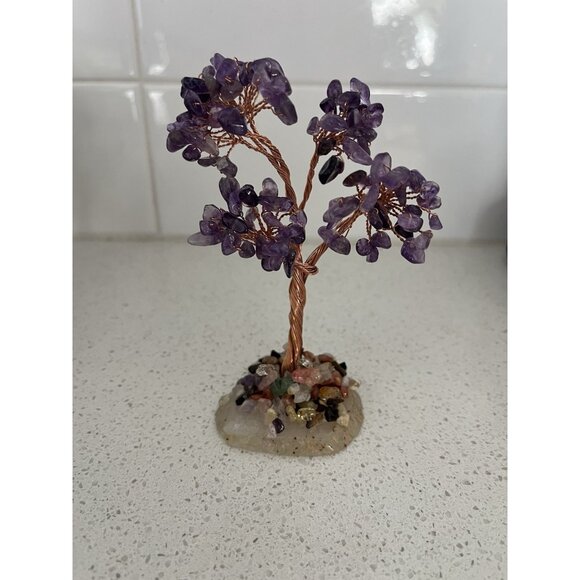 Bonsai Amethyst Crystal Tree Feng Shui Healing Good Luck Prosperity 5" tall - Picture 1 of 7